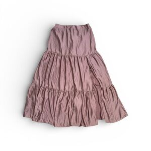 Dusty Rose Mauve Indigo Rising Elegant Tiered Deep Slit Skirt Medium